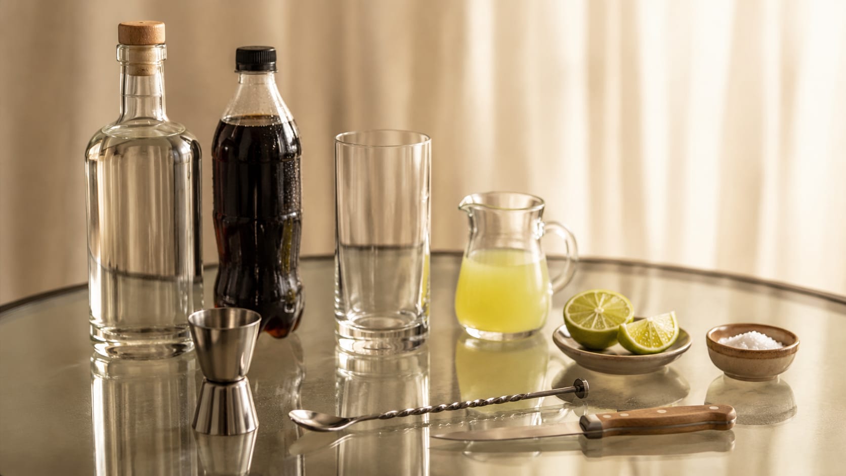 Ingredients and tools to make Batanga