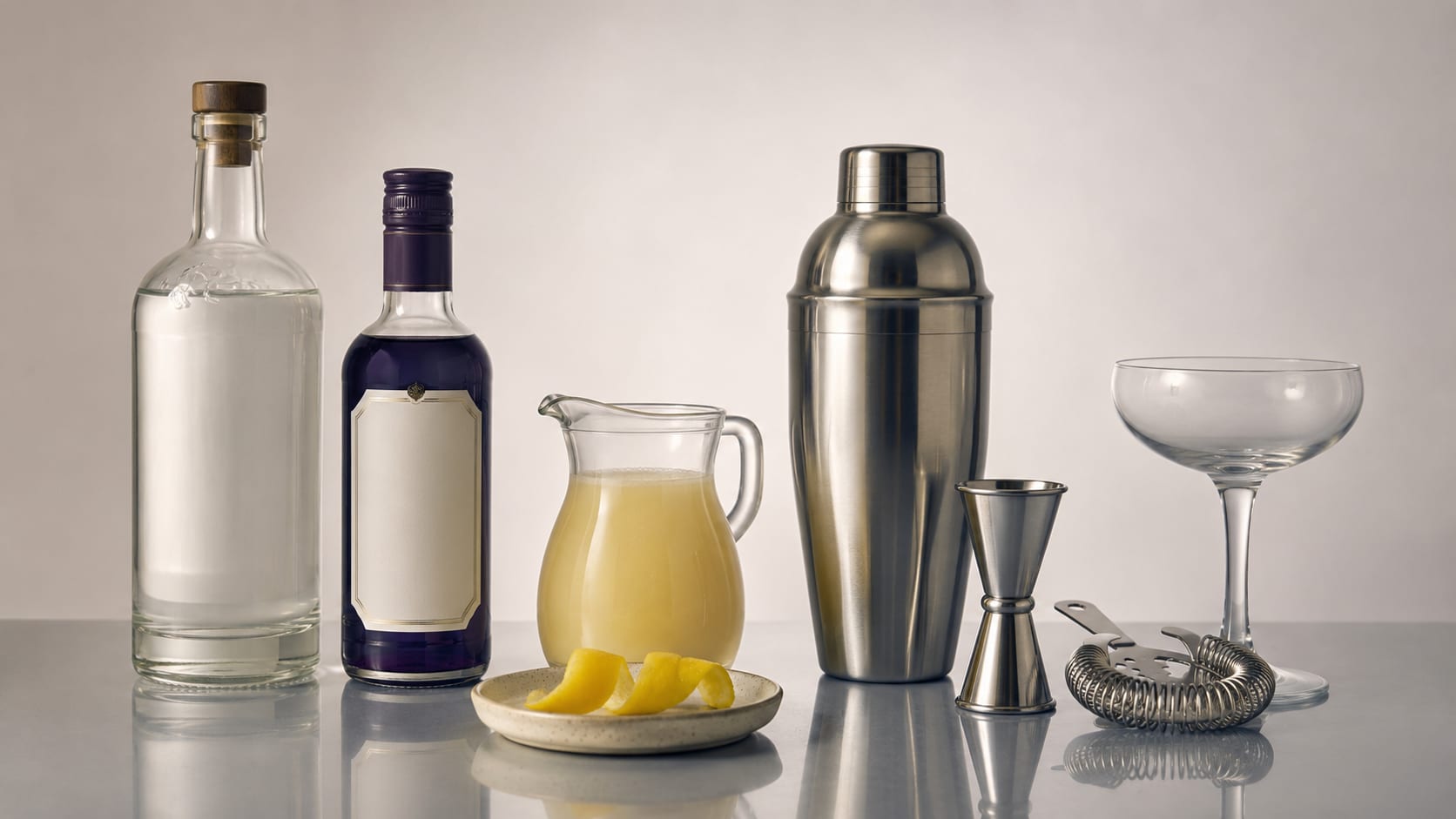 Ingredients and tools to make Blue Moon