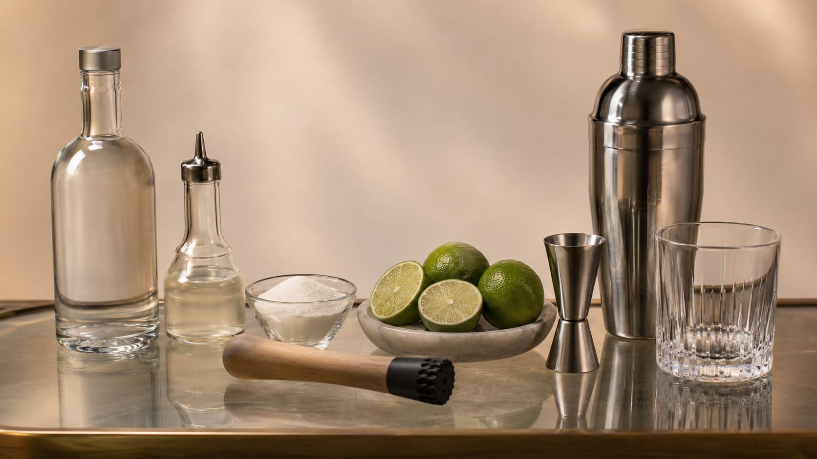 Ingredients and tools to make Caipiroska