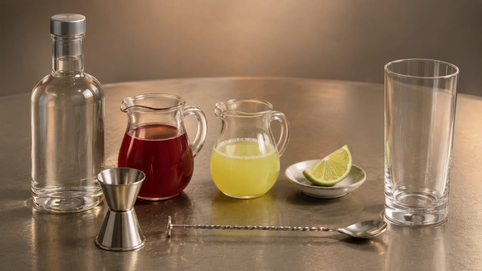 Ingredients and tools to make Cape Codder