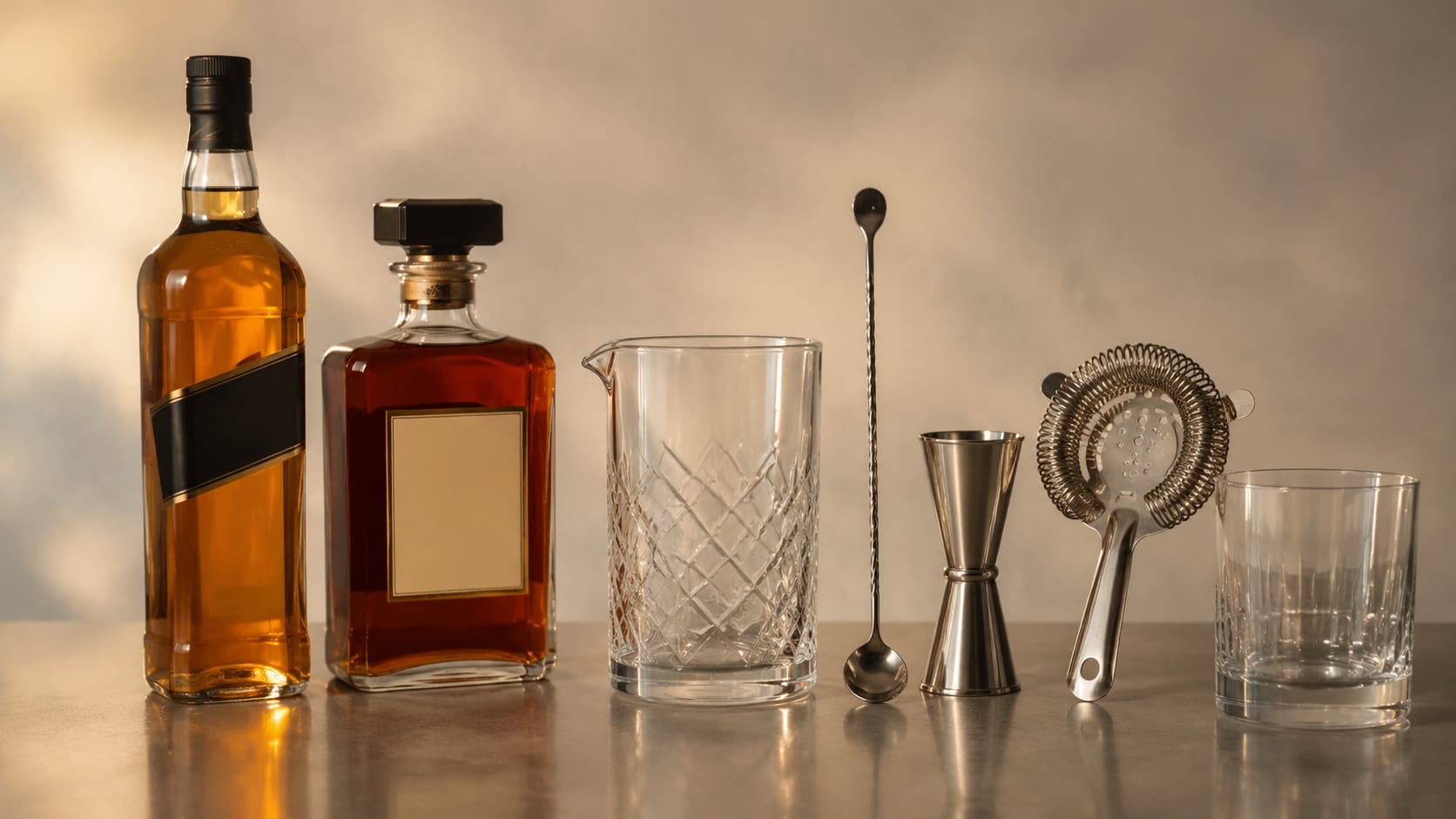 Ingredients and tools to make Godfather