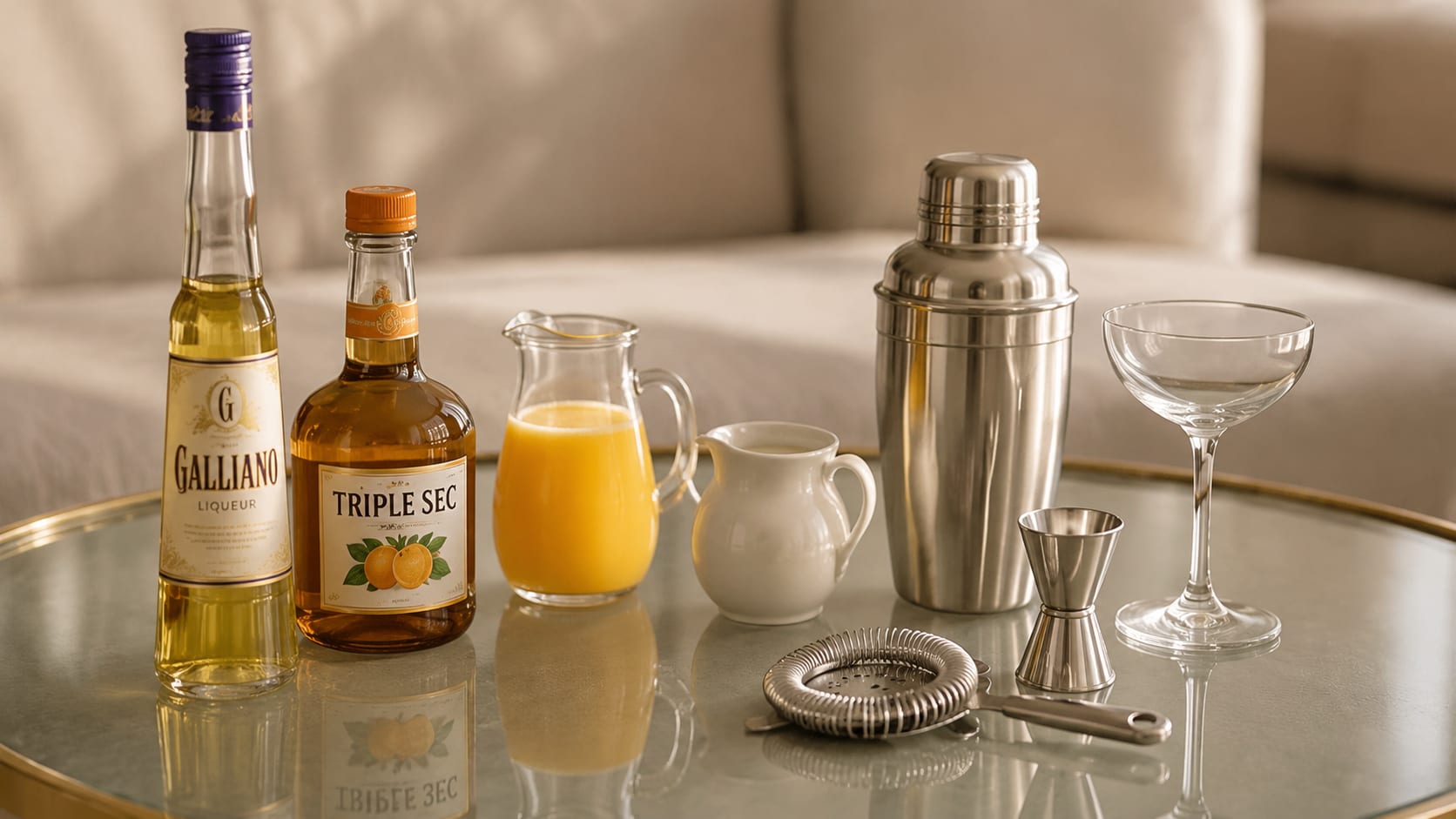 Ingredients and tools to make Golden Dream