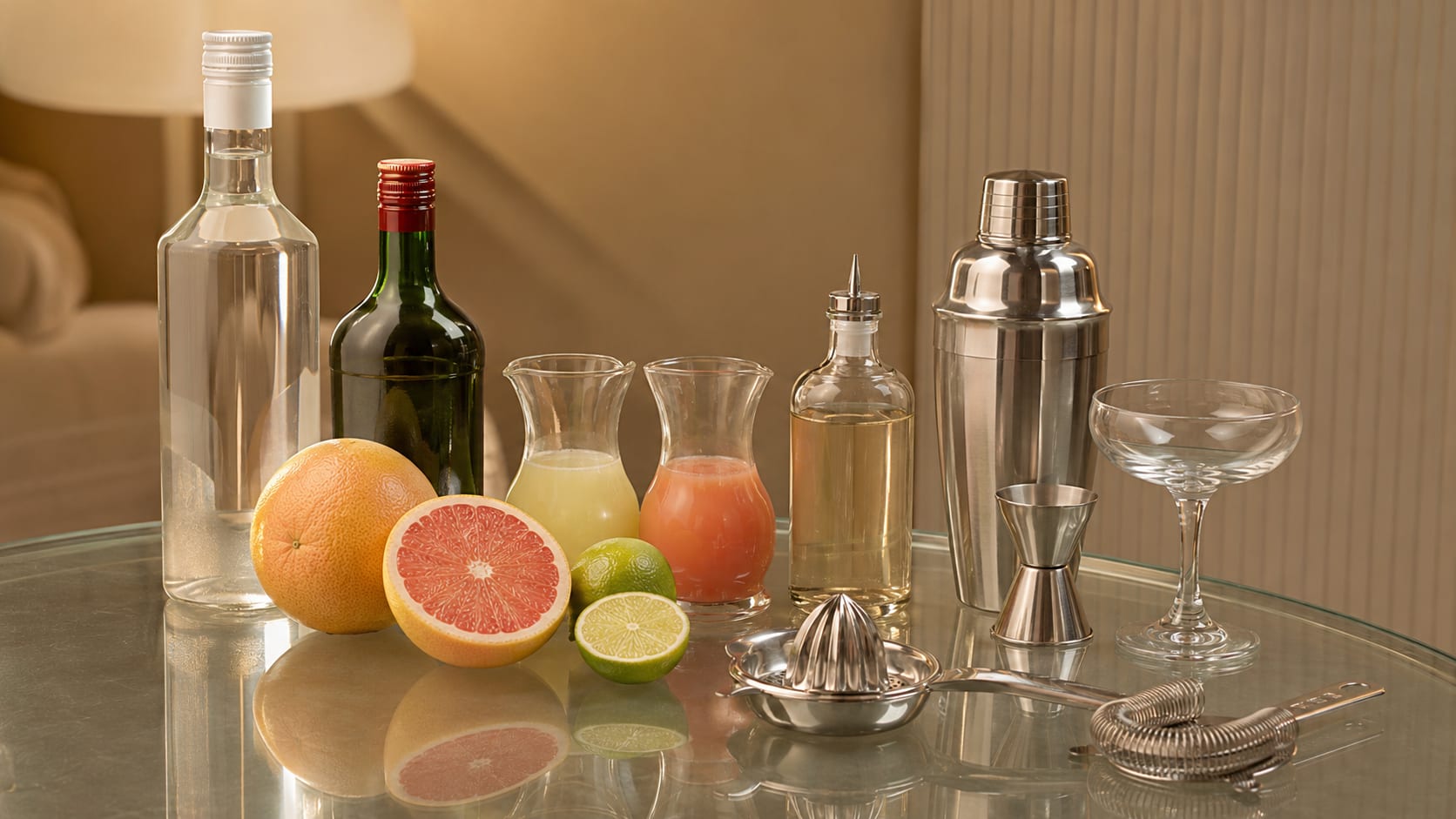 Ingredients and tools to make Hemingway Daiquiri