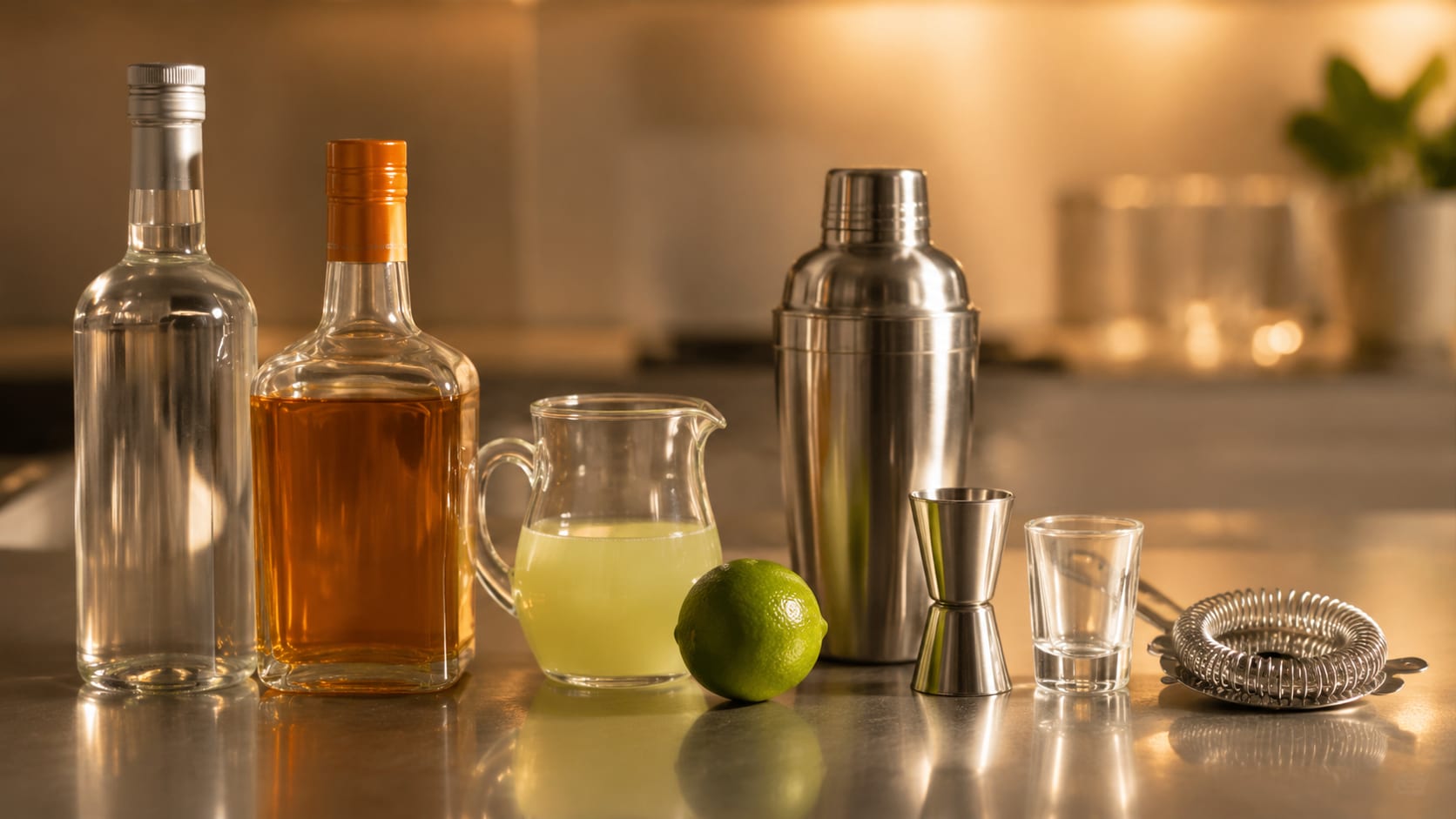 Ingredients and tools to make Kamikaze