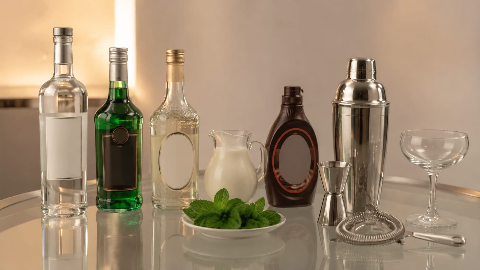 Ingredients and tools to make Mint Chocolate Chip