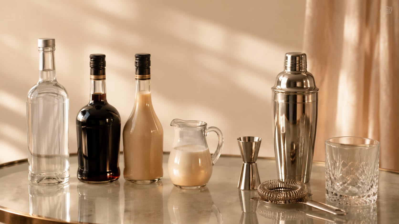 Ingredients and tools to make Mudslide