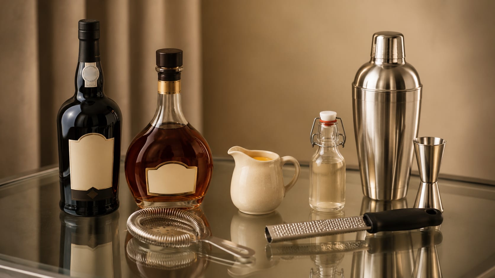 Ingredients and tools to make Port Flip