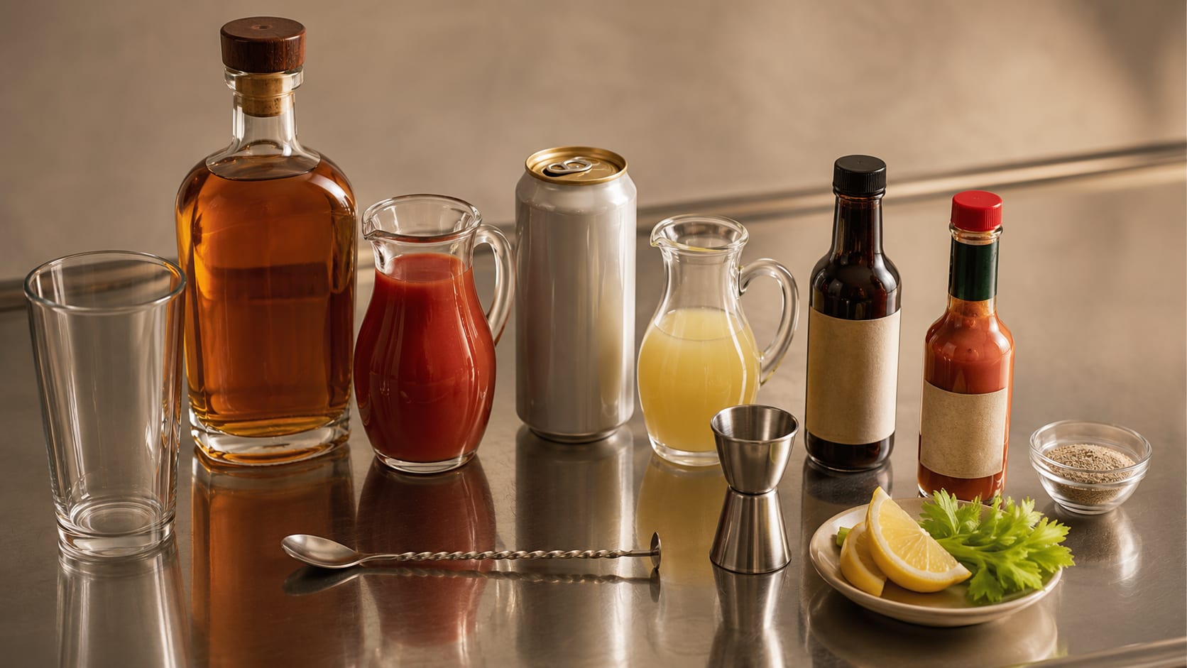 Ingredients and tools to make Red Eye