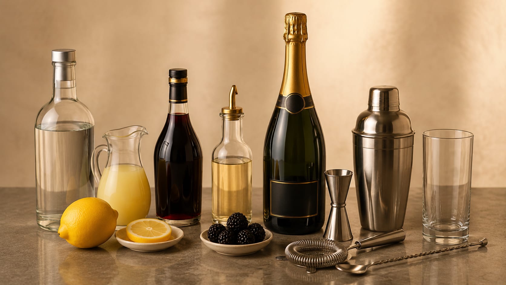 Ingredients and tools to make Russian Spring Punch