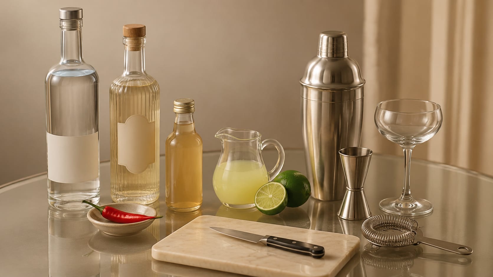Ingredients and tools to make Spicy Fifty