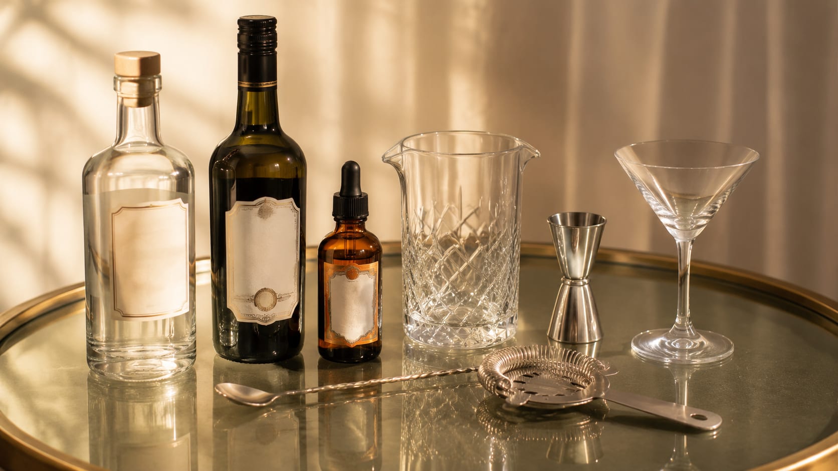 Ingredients and tools to make Sweet Martini