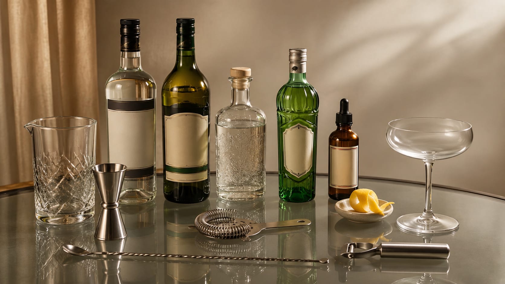 Ingredients and tools to make Tuxedo No. 2