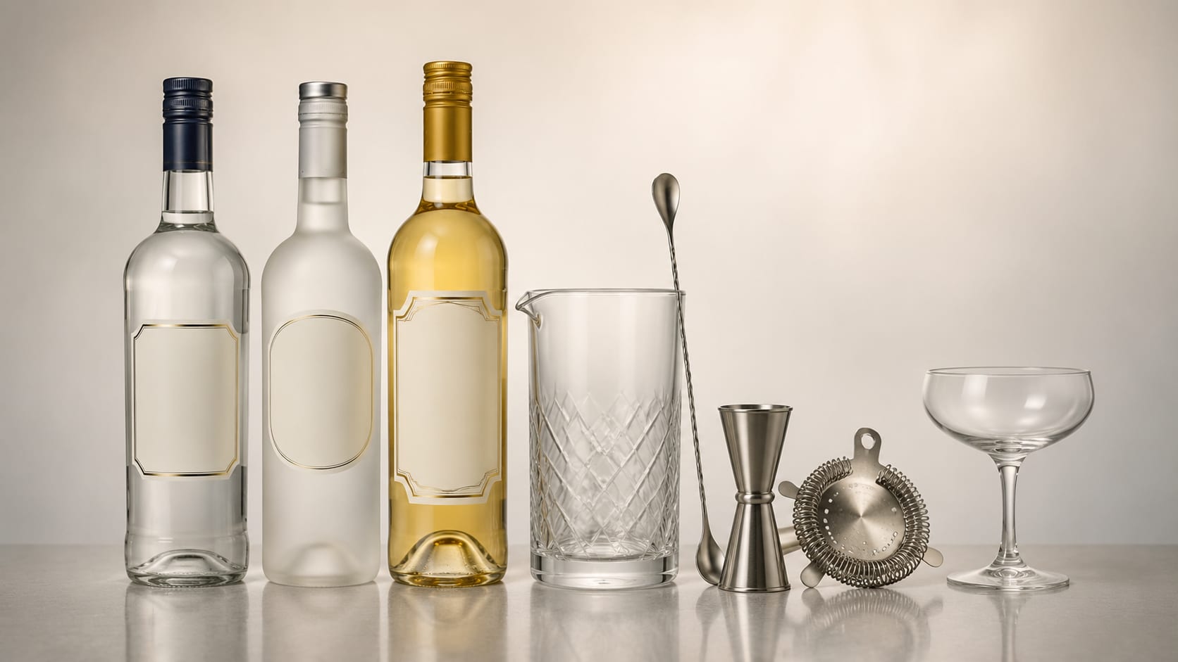 Ingredients and tools to make Vesper