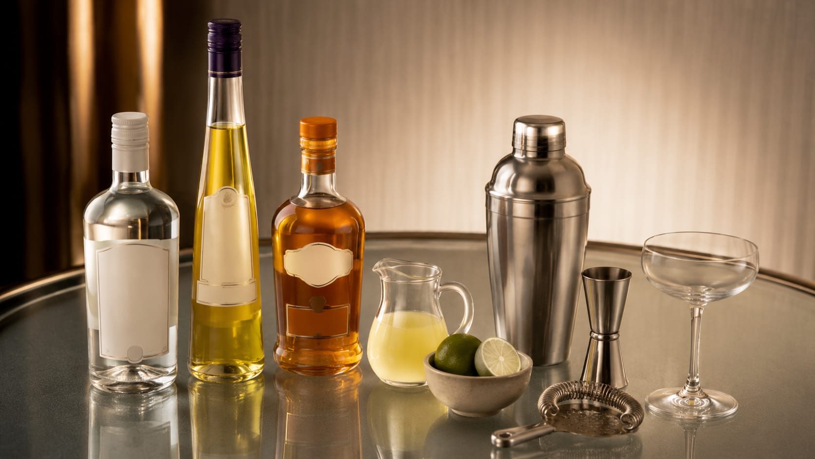 Ingredients and tools to make Yellow Bird