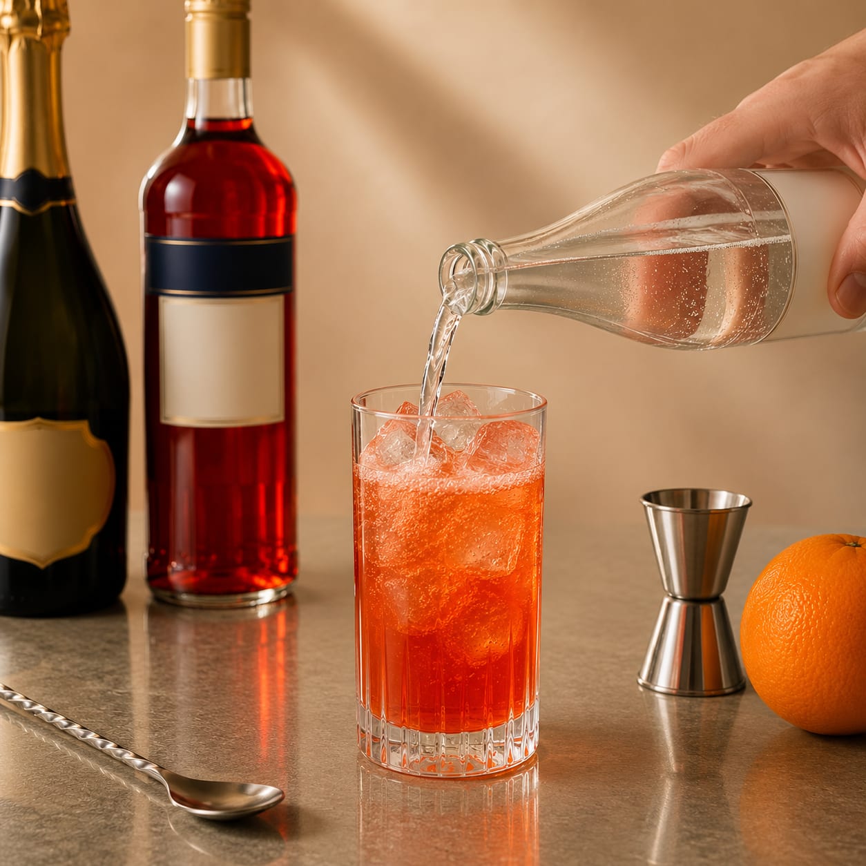 Step 3 — how to make Campari Spritz