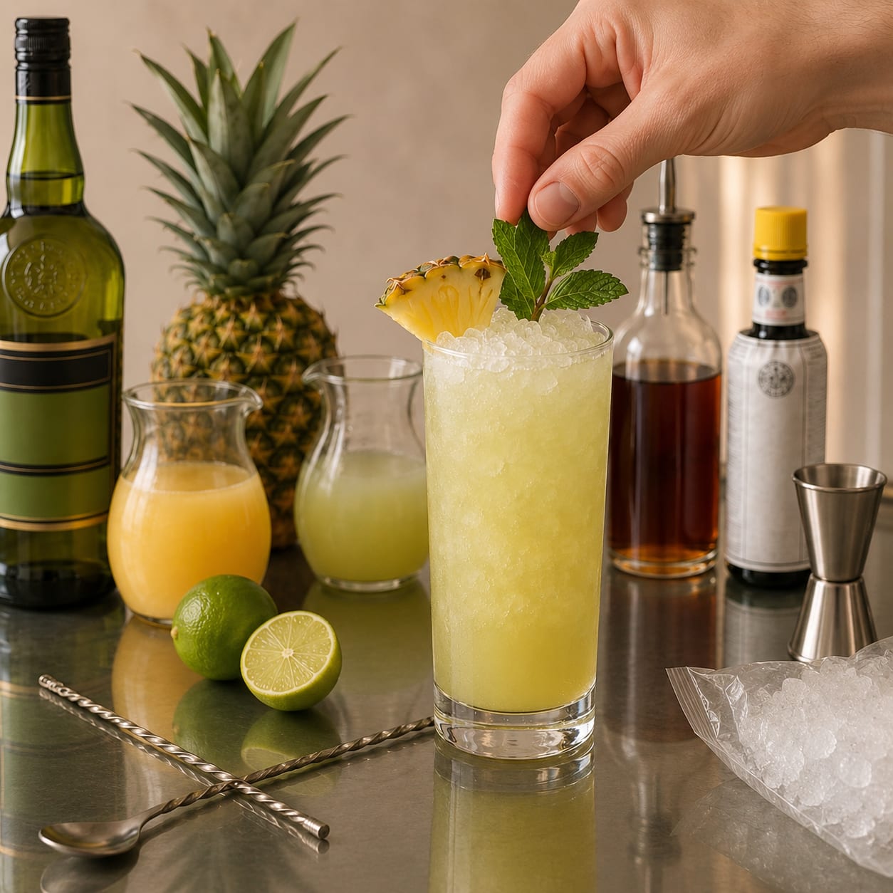 Step 4 — how to make Chartreuse Swizzle