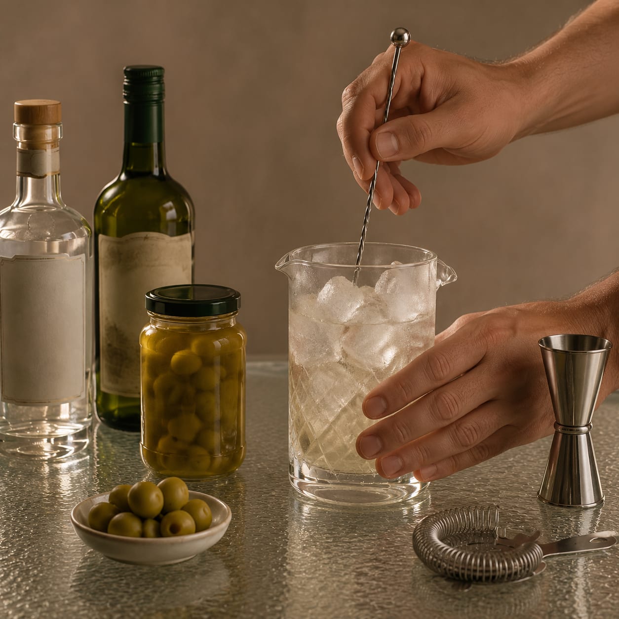 Step 2 — how to make Dirty Gin Martini