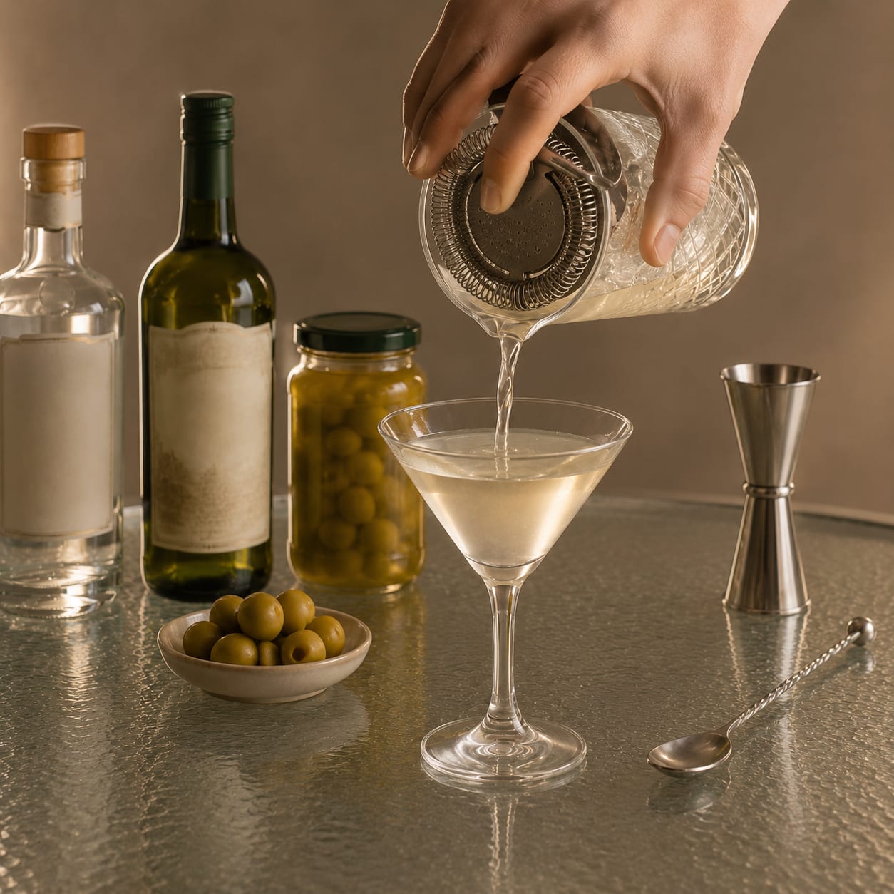 Step 3 — how to make Dirty Gin Martini