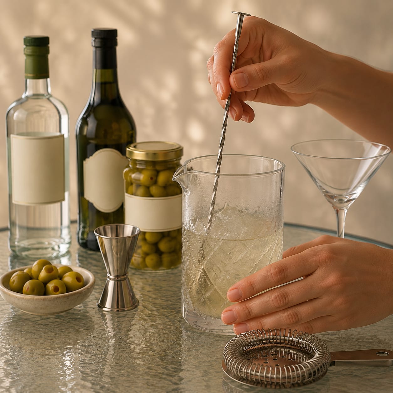 Step 3 — how to make Dirty Martini