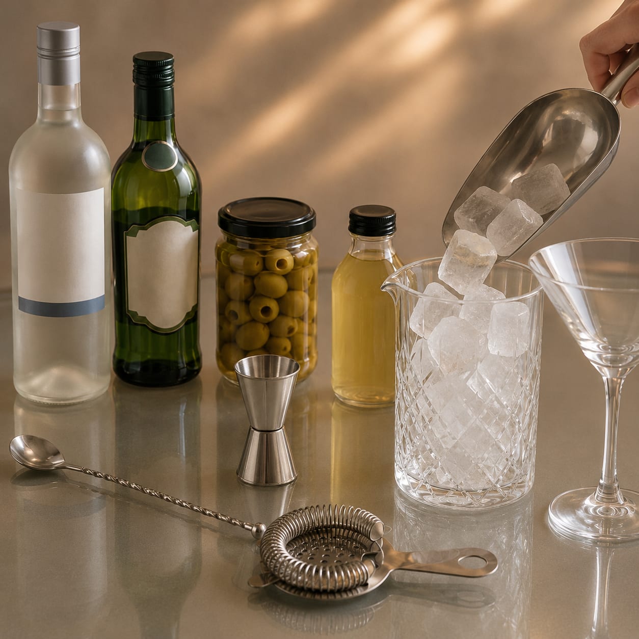 Step 2 — how to make Dirty Vodka Martini