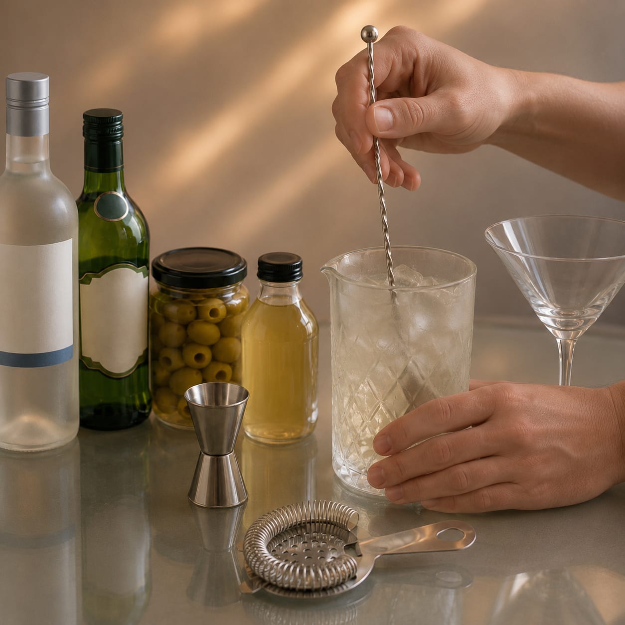 Step 3 — how to make Dirty Vodka Martini