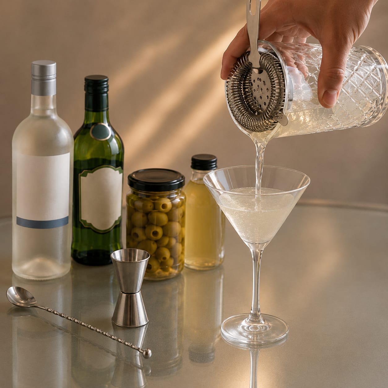 Step 4 — how to make Dirty Vodka Martini
