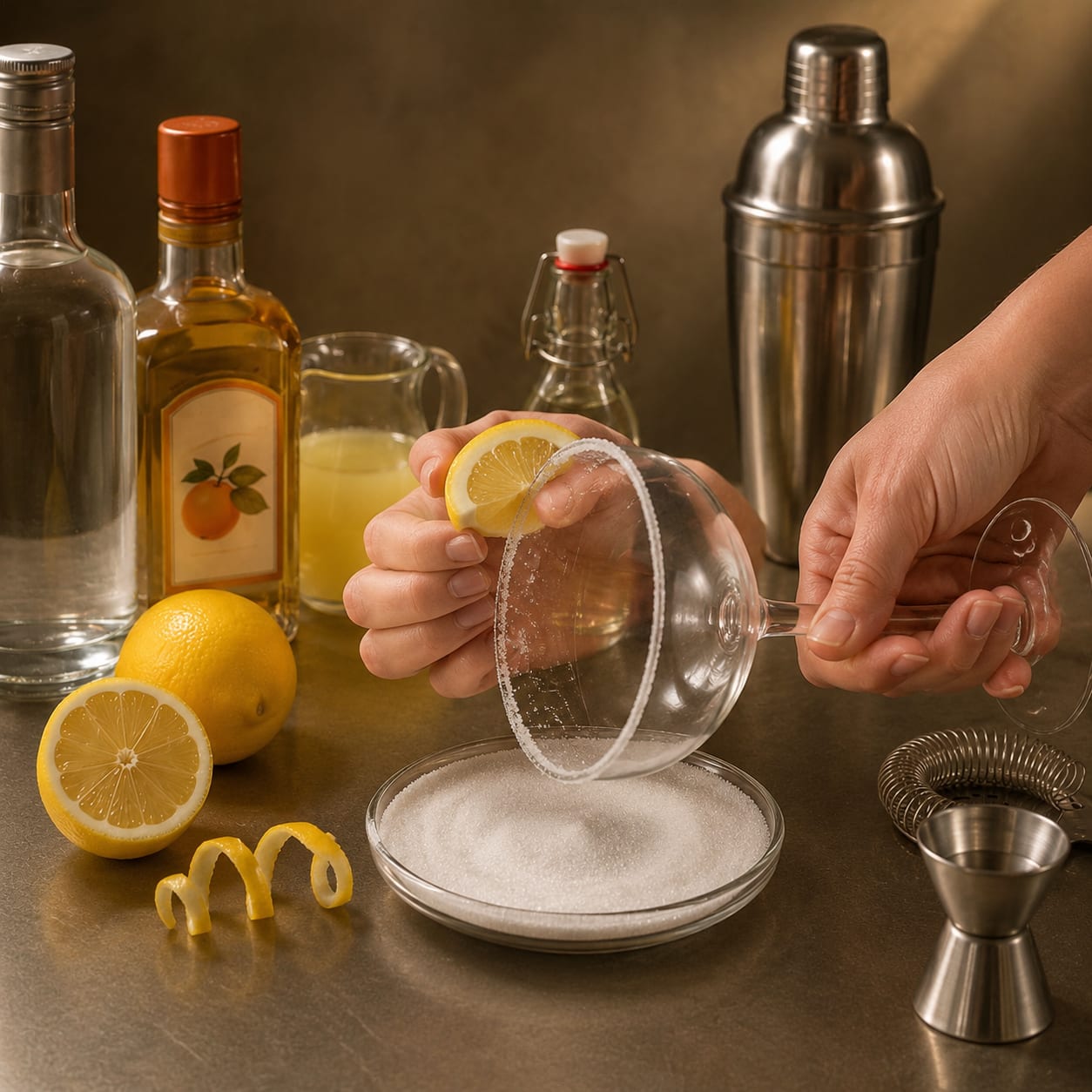Step 1 — how to make Lemon Drop Martini