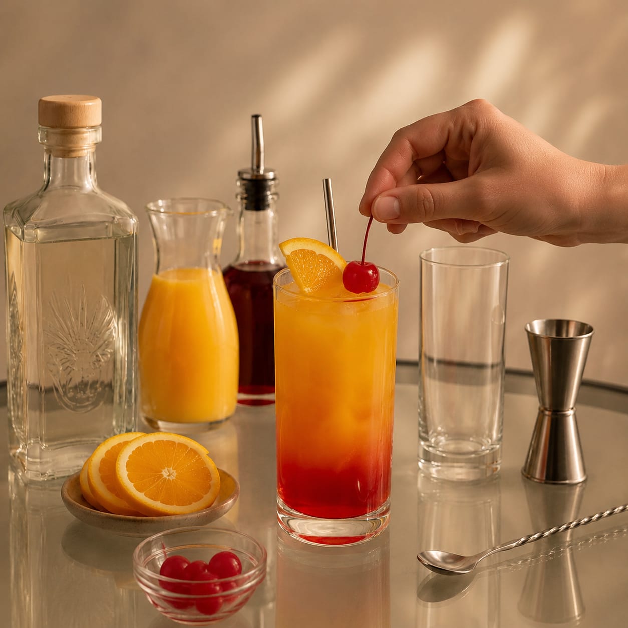 Step 4 — how to make Tequila Sunrise