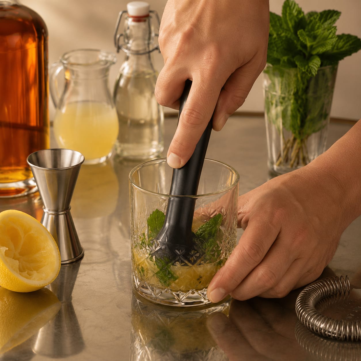Step 2 — how to make Whiskey Smash